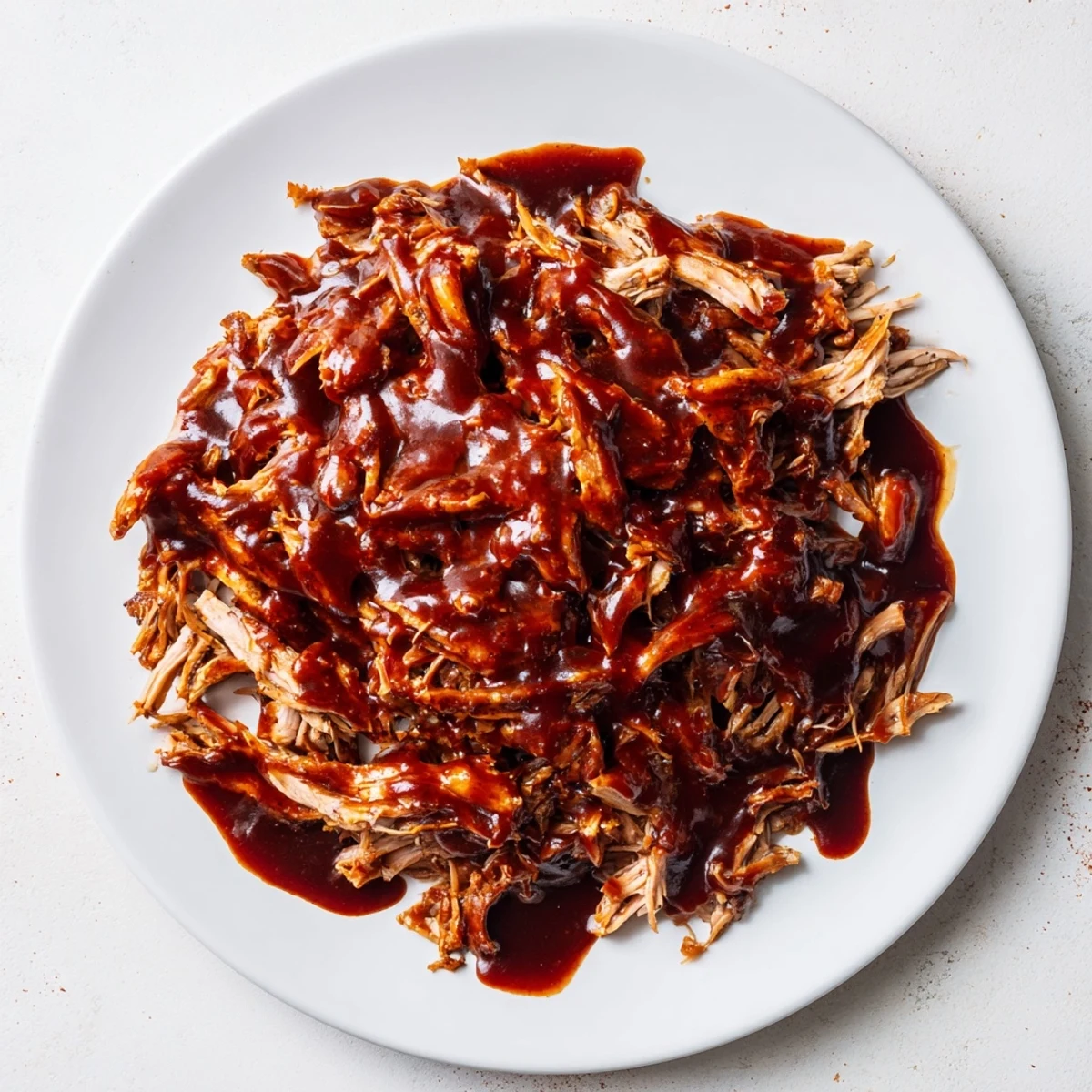 Hearty pile of flavorful 5-Ingredient BBQ Pulled Pork, perfect for a gluten-free meal over rice.