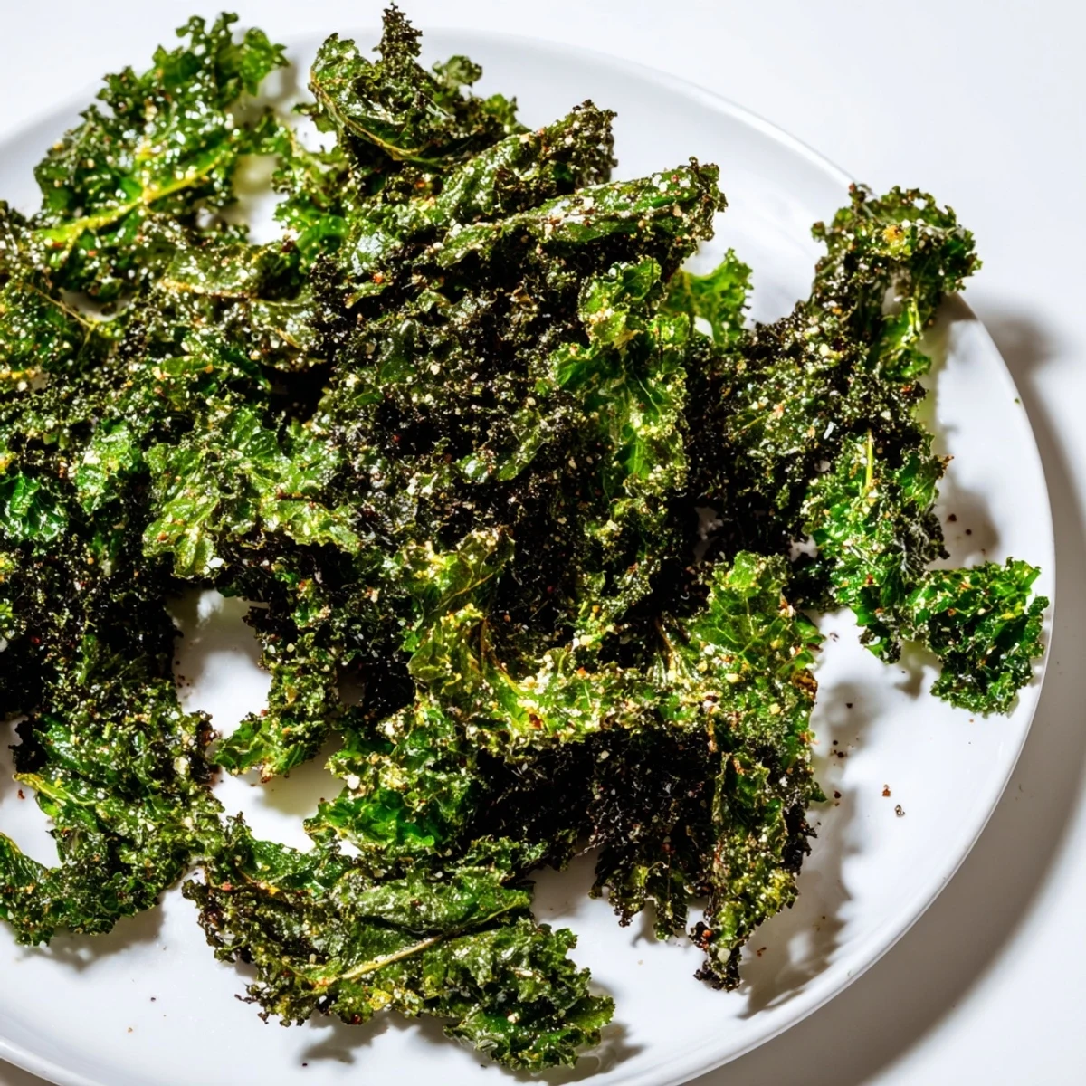 These oven-baked crispy kale chips are a delightfully light, savory, and satisfying vegan appetizer.