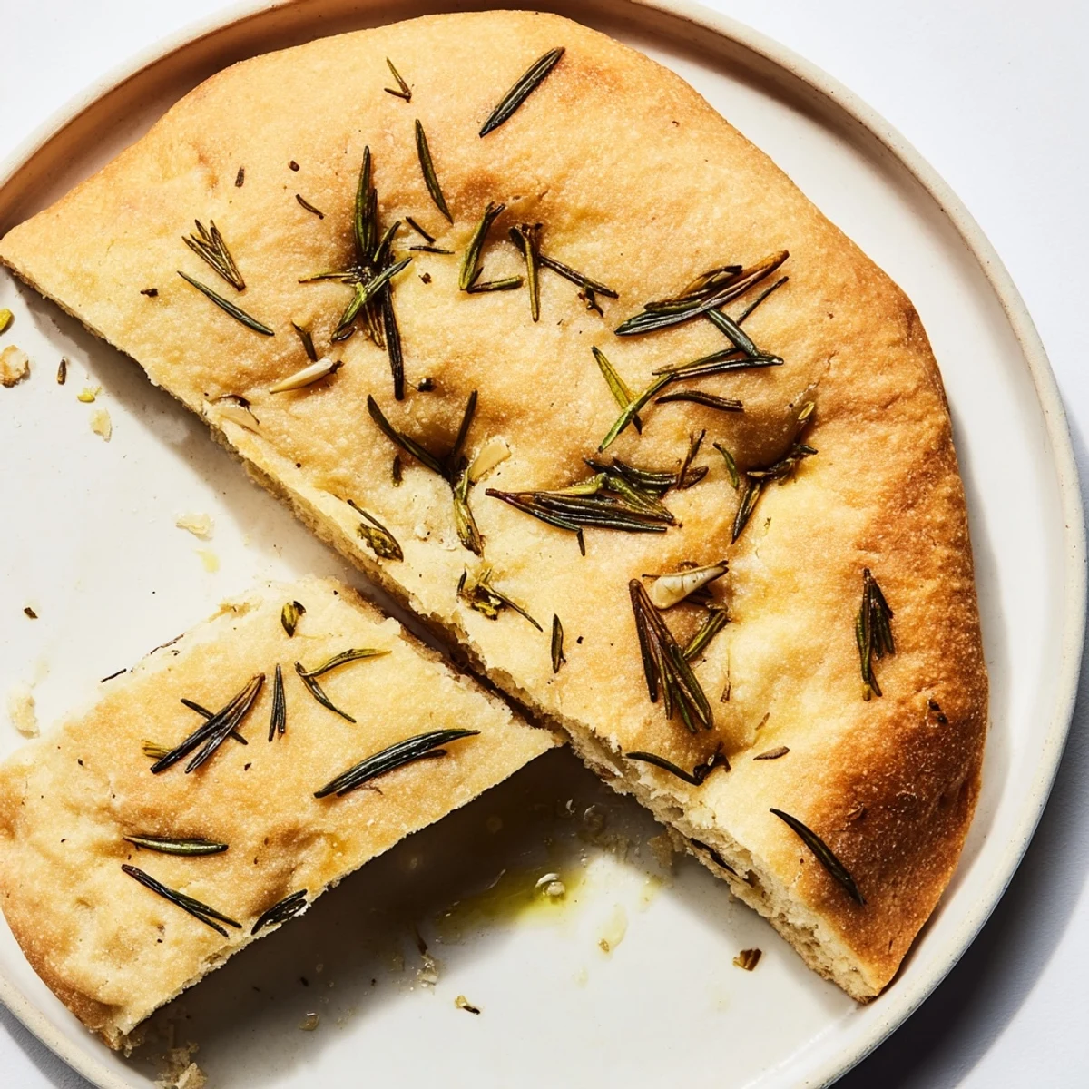 Golden-brown Yeast-Free Garlic and Rosemary Bannock Bread, ready to slice and enjoy warm with dinner.