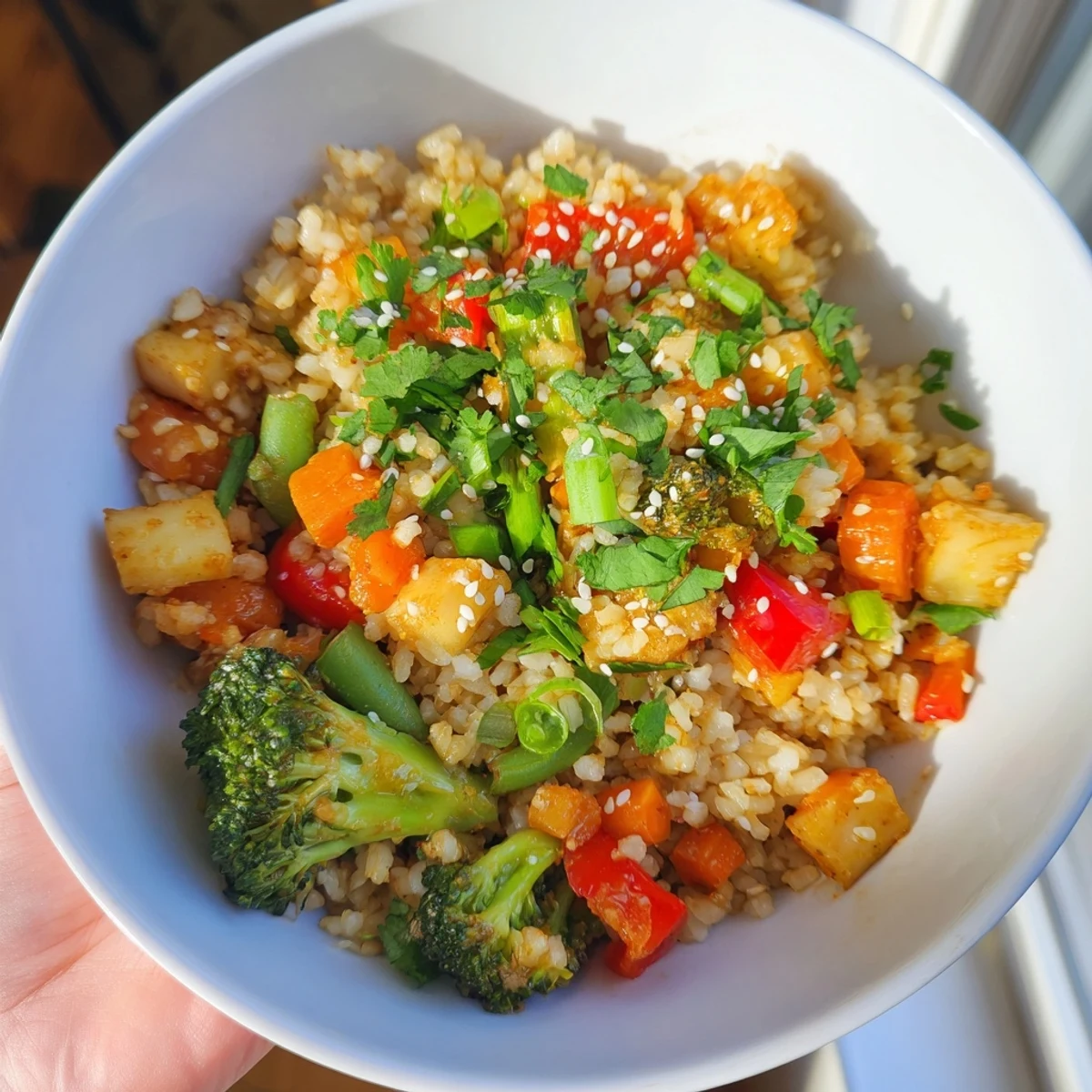 Enjoy the delicious aroma of these Crispy Vegetable Fried Rice Bowls, featuring tender veggies and perfectly seasoned, golden rice.