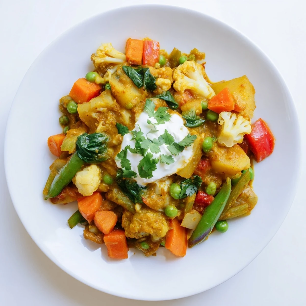 Steaming Waste-Free Vegetarian Curry, a hearty vegetarian dish loaded with fresh, mixed vegetables and spices.