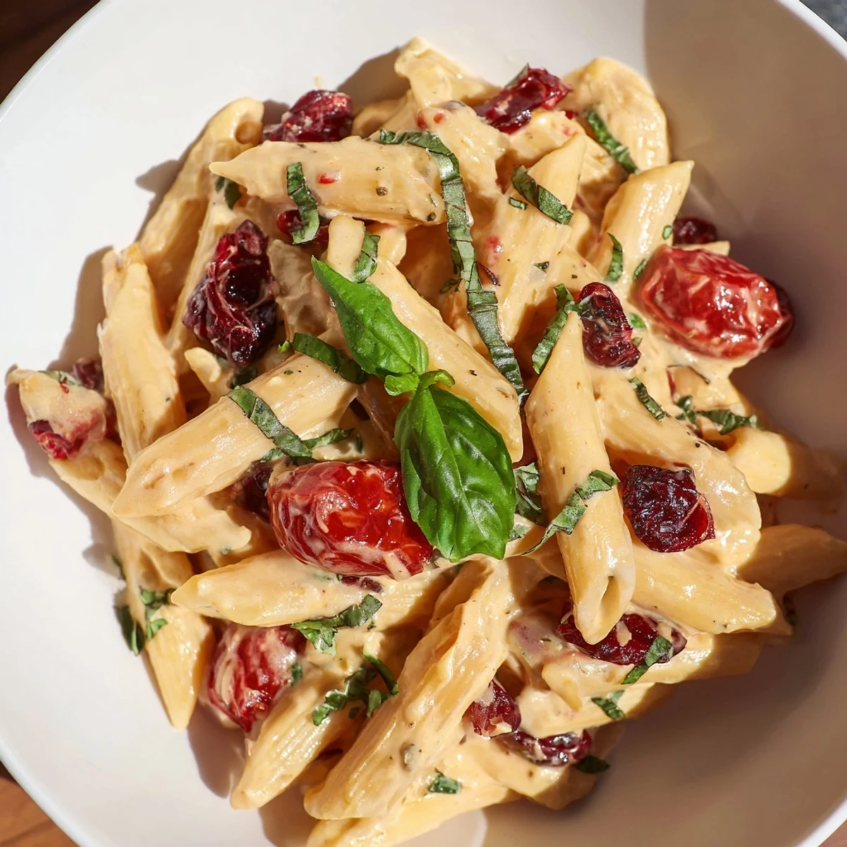 Creamy Baked Feta Pasta with Cranberries, bubbling with tomatoes and a sweet honey glaze.