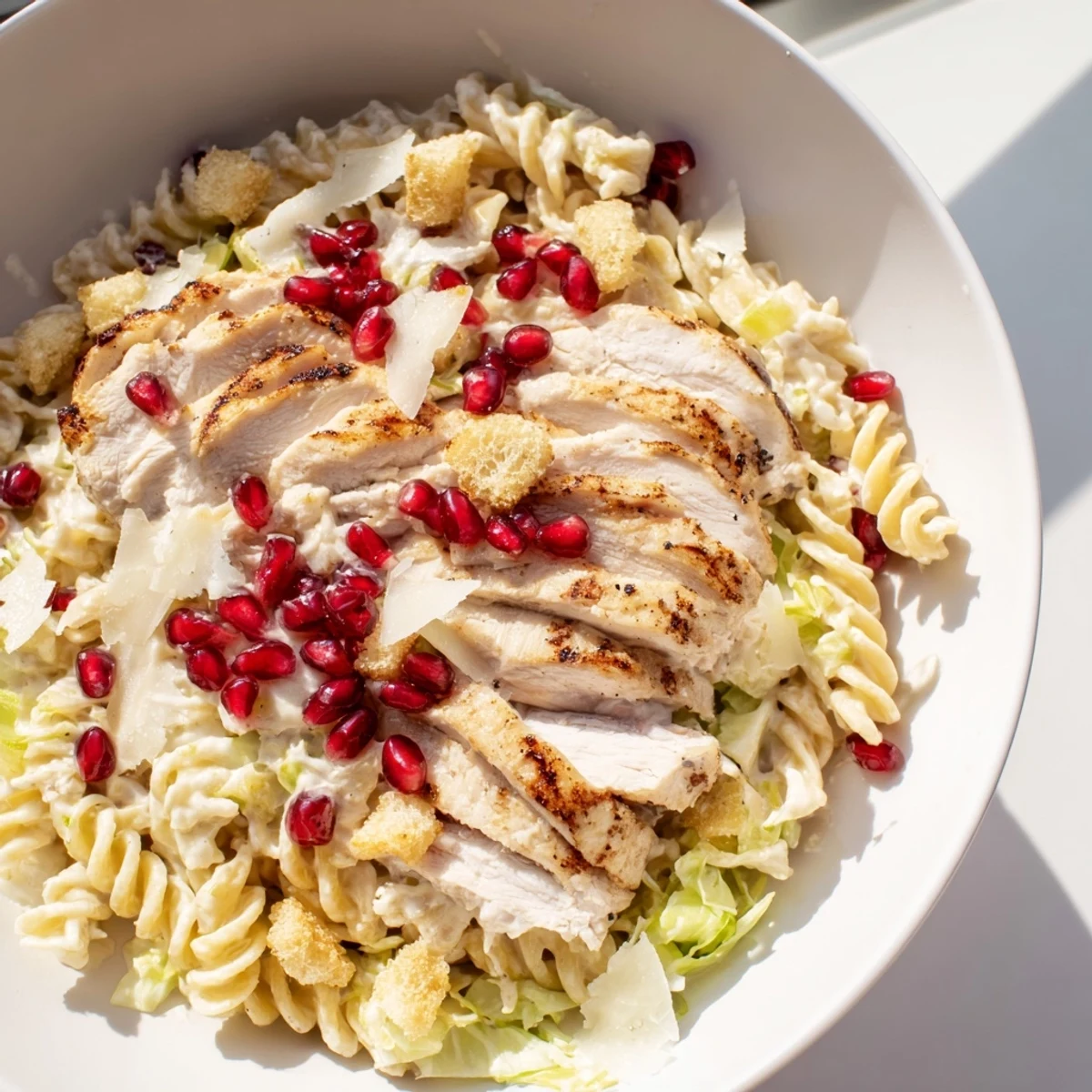 Chicken Caesar Pasta Pomegranate