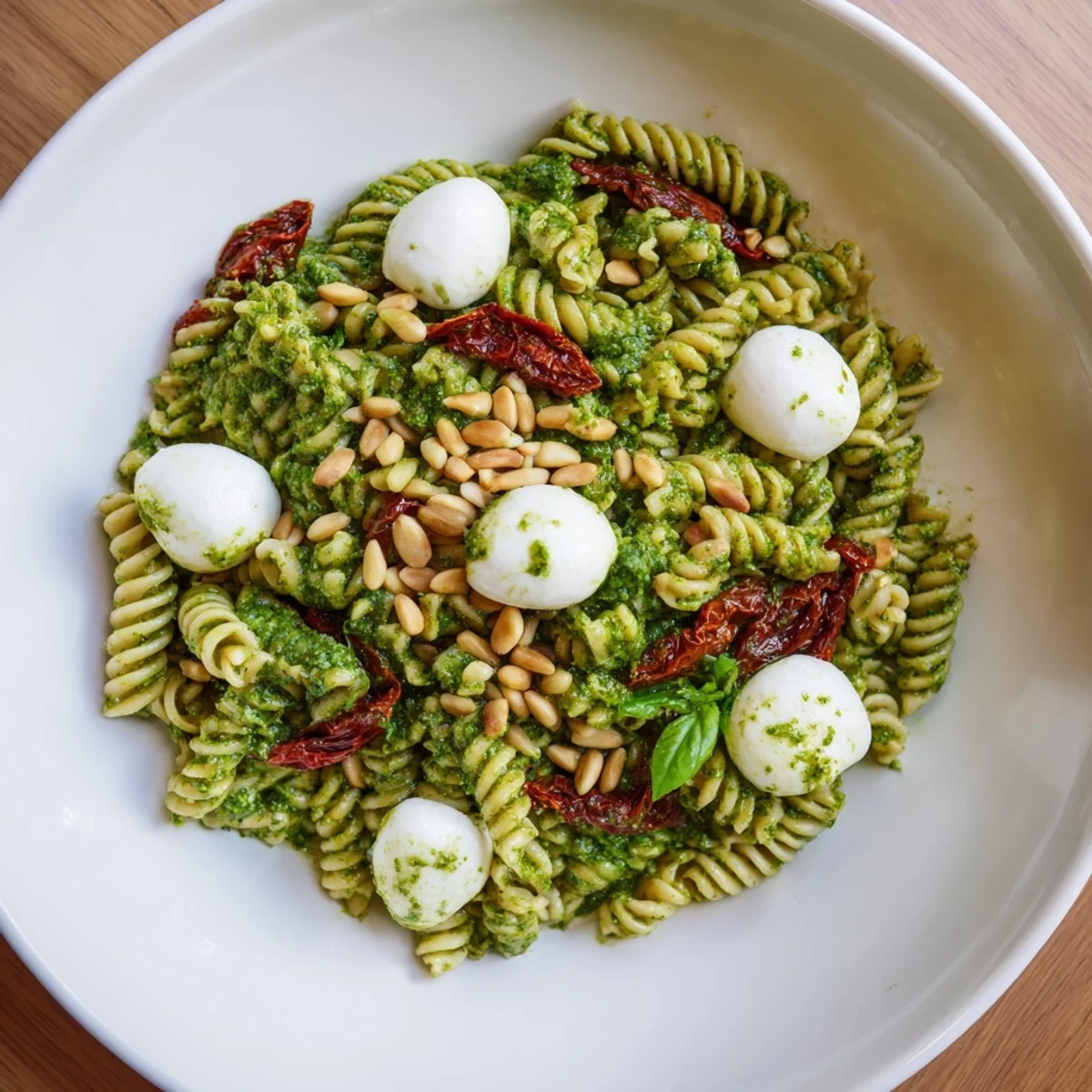 This Pesto Pasta Salad features al dente pasta coated in bright pesto ready to eat.