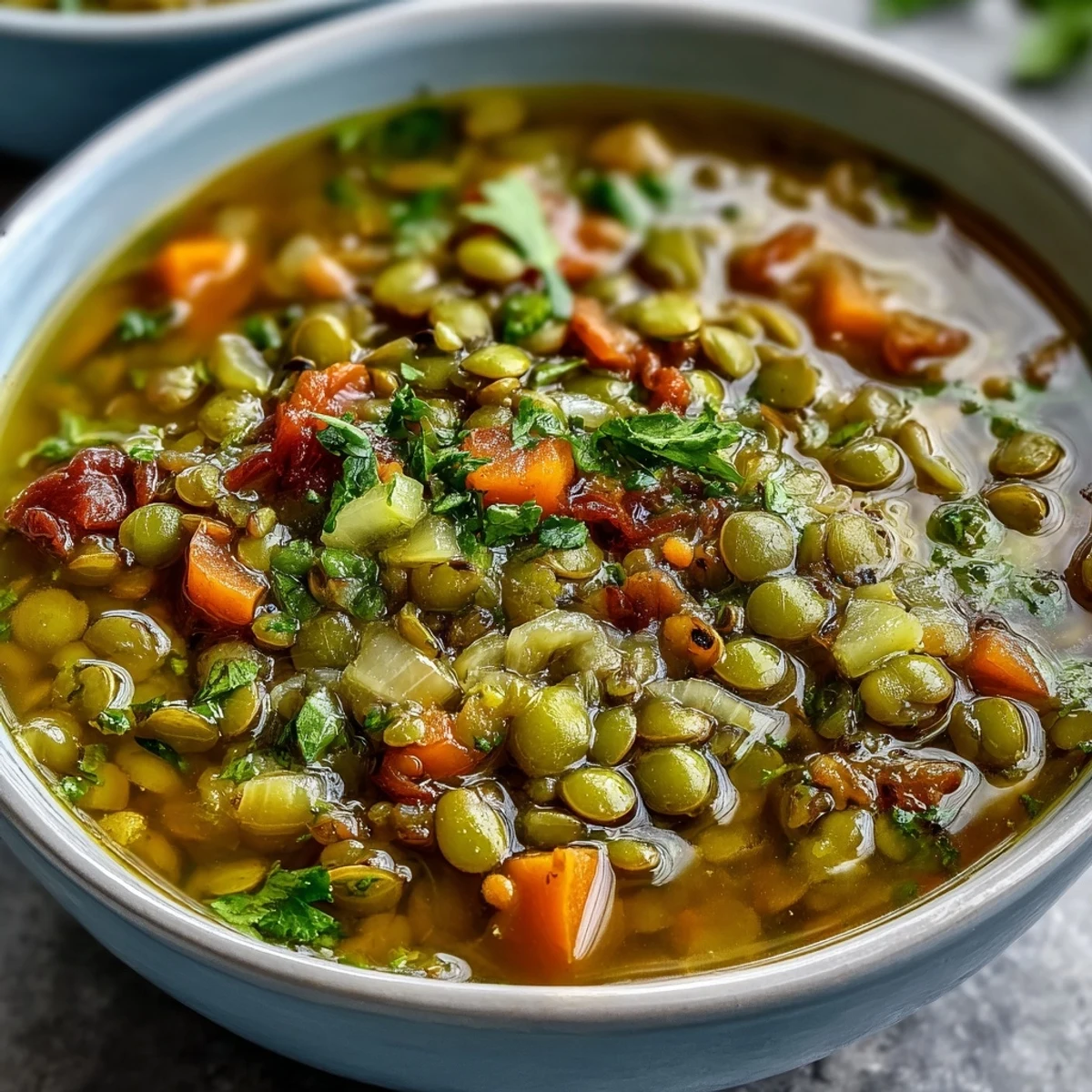Vibrant Mung Bean Soup served in a rustic bowl, accompanied by warm naan bread for dipping.