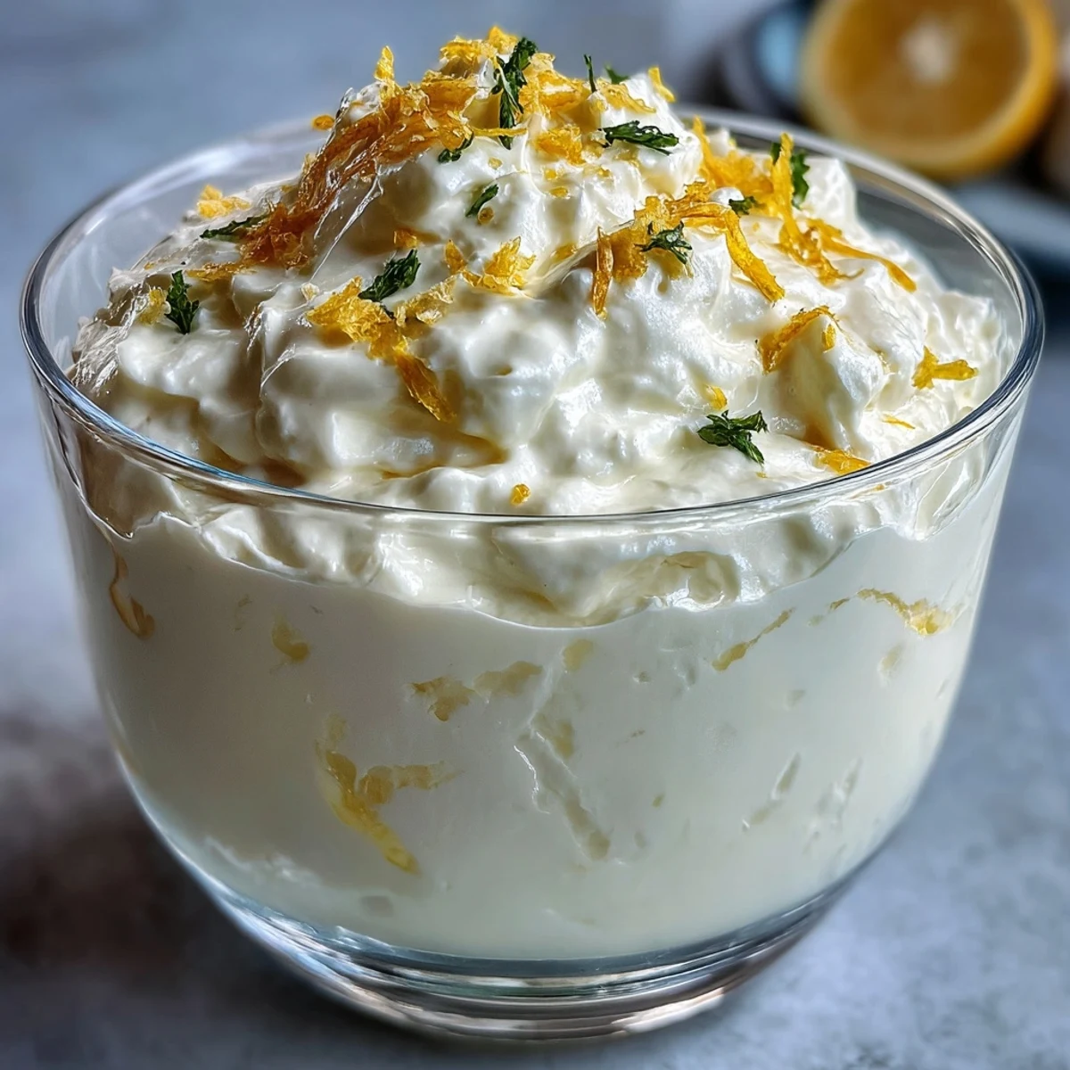 Creamy Lemon Fool served in clear dessert glasses, topped with fresh berries and a dusting of zesty lemon zest.