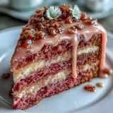 Bridal Shower Rosé Velvet Cake with a stunning pink hue and shimmering gold drip.