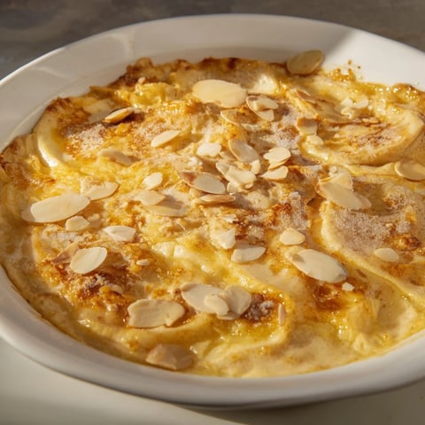 Golden Rustic Crustless Apple Pie, a sweet and simple dessert filled with juicy baked apples.