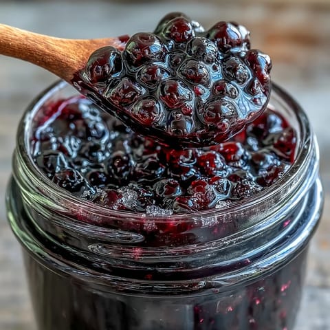 A glass bottle of homemade Crème de Cassis with a rich, deep purple hue is displayed next to fresh blackcurrants and a Kir Royale cocktail.