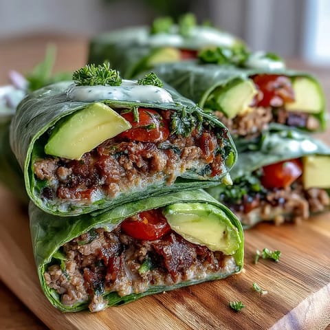 Healthy Easy 15-Minute Turkey Taco Lettuce Wraps with fresh turkey filling and crisp lettuce leaves for a light, low-carb meal.