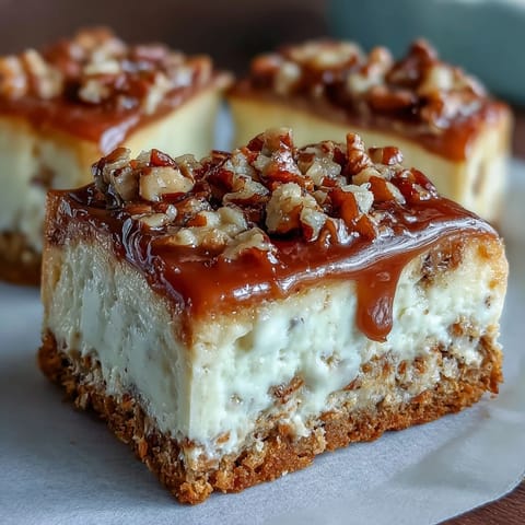 Creamy carrot cake cheesecake bars swirled with velvety frosting on a spiced cake base, perfect for Easter or spring gatherings.