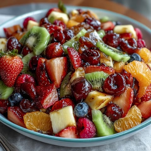 Vibrant Spring Fruit Table Platter with Dipping Yogurt Sauce arranged on a rustic wooden board, featuring colorful berries, melon, and citrus.  