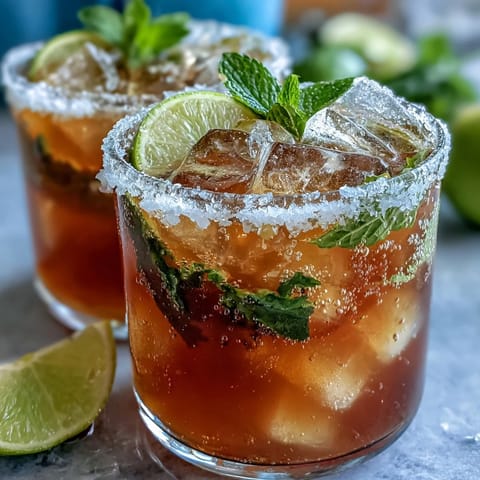 A refreshing Cinco de Mayo Margarita Mocktail with a vibrant lime and salt rim, served over ice with fresh mint.