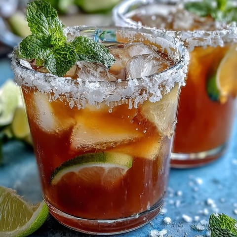 Zesty non-alcoholic margarita bursting with fresh lime and orange, garnished with lime slices and a festive salted rim.