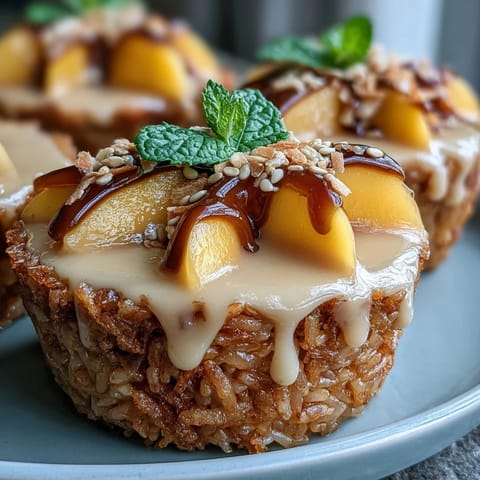 Mango Sticky Rice Cups: sweet, creamy coconut rice topped with fresh mango slices.