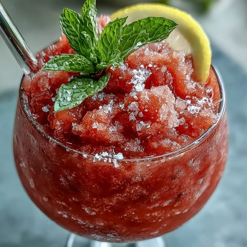 Frozen Strawberry Lemonade Slushie, a vibrant pink, icy drink perfect for summer.