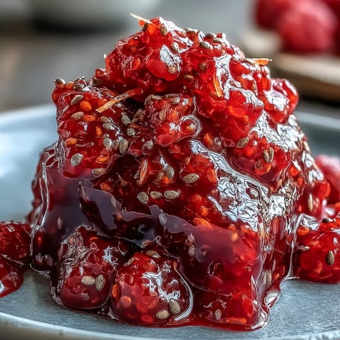Vibrant Raspberry Lemon Chia Jam glistening, a quick homemade spread topping toast.