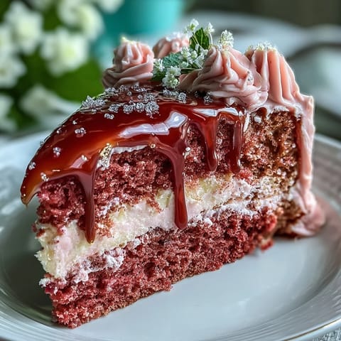 Elegant pink Bridal Shower Rosé Velvet Cake adorned with shimmering gold drip.