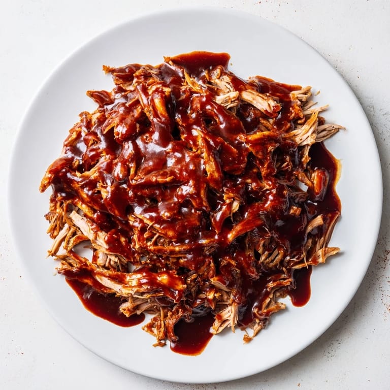 Hearty pile of flavorful 5-Ingredient BBQ Pulled Pork, perfect for a gluten-free meal over rice.