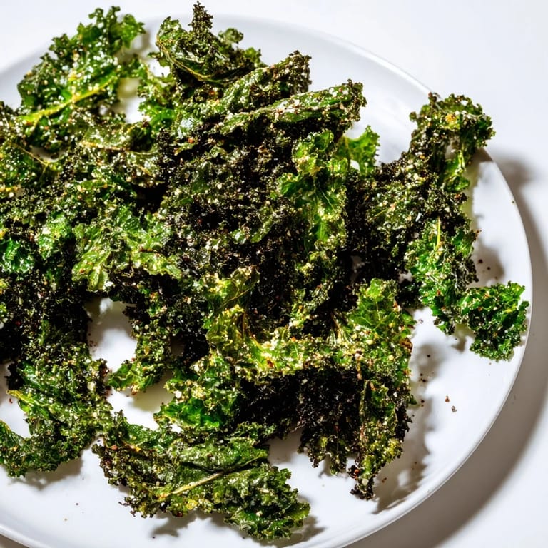These oven-baked crispy kale chips are a delightfully light, savory, and satisfying vegan appetizer.