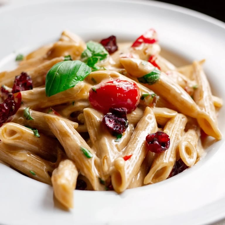 Enjoy a comforting bowl of Baked Feta Pasta with Cranberries, tossed with al dente pasta.