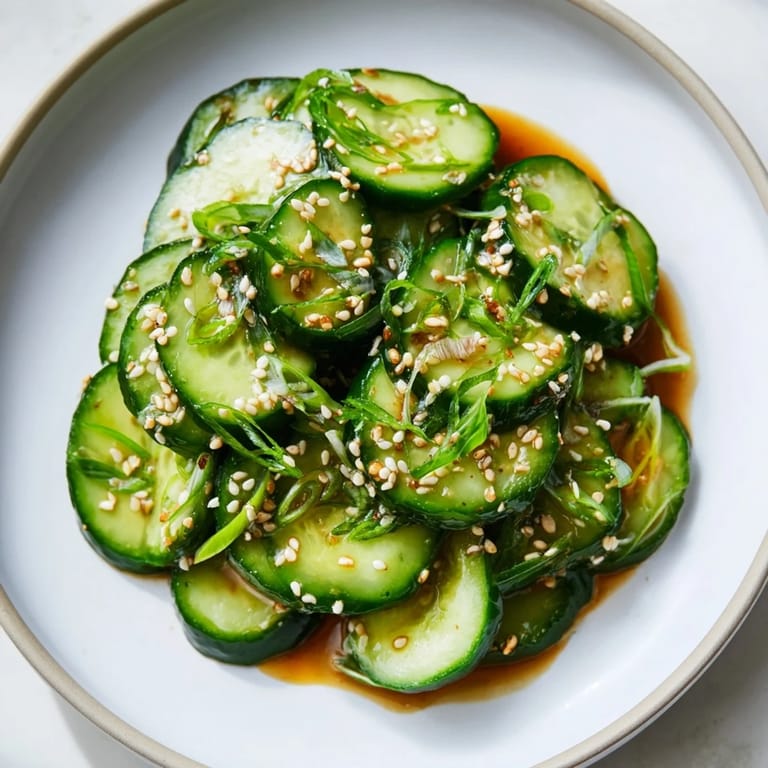 Freshly made Zesty Shake Cucumber Salad with visible cucumbers and a glossy, flavorful sauce, ready to eat.