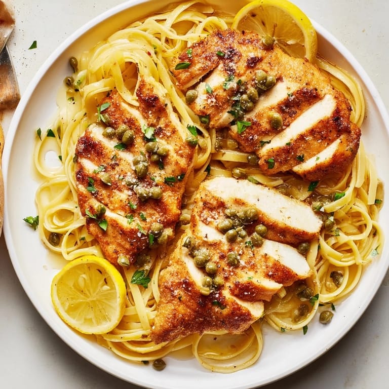 This easy Quick Chicken Piccata Pasta features tender chicken in a tangy sauce, perfect for dinner.