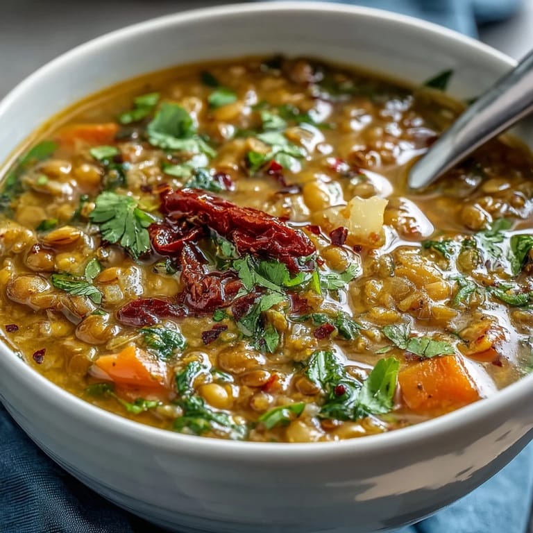 A pot of Mung Bean Soup simmering with carrots, celery, and aromatic spices on the stove.
