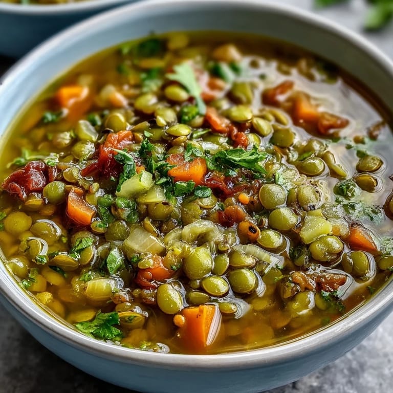 Vibrant Mung Bean Soup served in a rustic bowl, accompanied by warm naan bread for dipping.