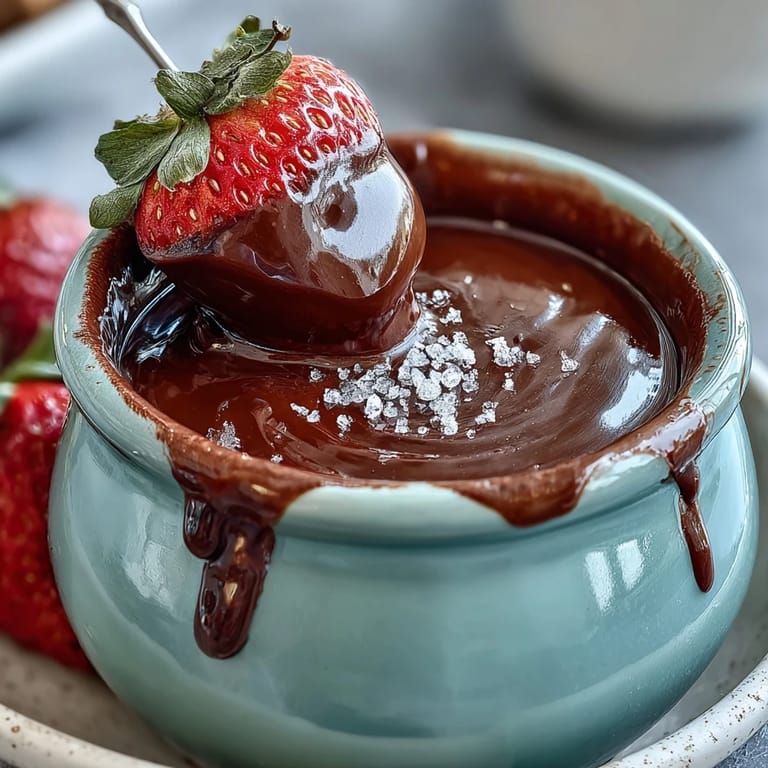 Silky Boozy Chocolate Fondue swirls in a rustic bowl, garnished with sliced bananas and festive marshmallows for a cozy gathering.
