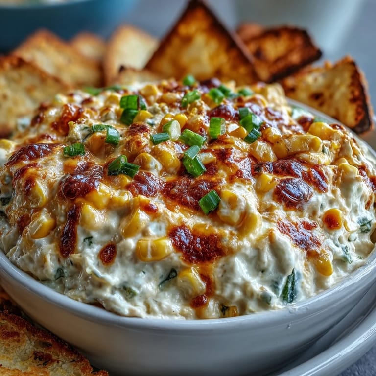 Spoonful of creamy Crack Corn Dip lifted from a bowl, showcasing melted cheddar and sweet corn kernels, ready to be enjoyed.