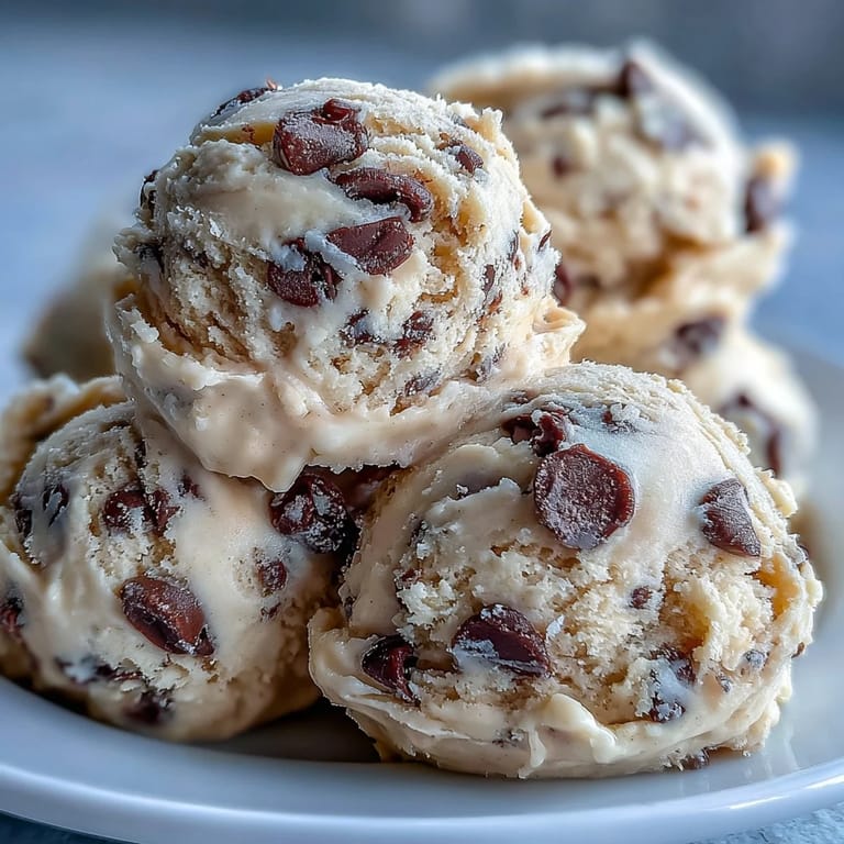 Easy homemade Greek Yogurt Cookie Dough in a clear jar with a wooden spoon nearby.