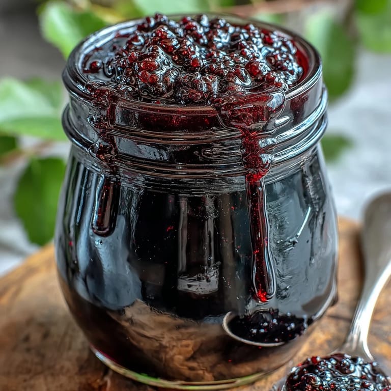 A close-up of tangy-sweet Black Currant Shrub ingredients, featuring fresh berries and a bottle of apple cider vinegar.