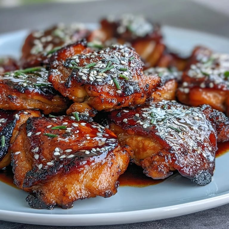 Oven-baked soy glazed chicken thighs with crispy skin, a crowd-pleasing weeknight dinner.