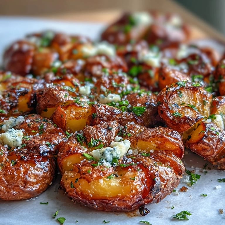Imagine these perfect, golden crispy smashed potatoes served hot and flavorful.