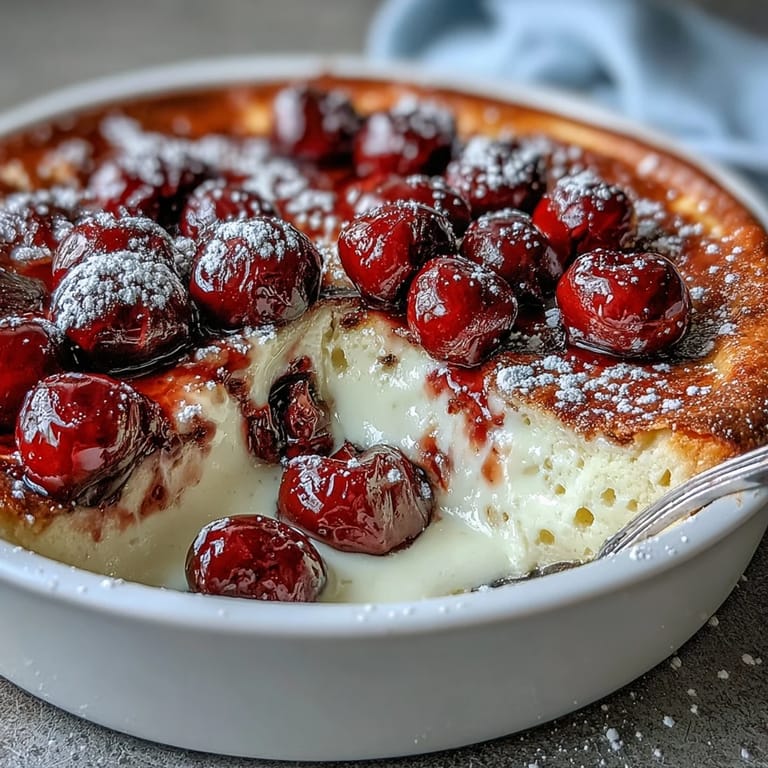 Juicy cherries baked in vanilla custard for this Fresh Cherry Clafoutis.