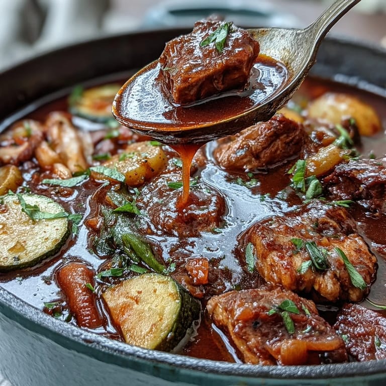 Visual of Kentucky Derby Burgoo Stew: a warm, steaming, deeply flavored classic Southern party dish ready to enjoy.