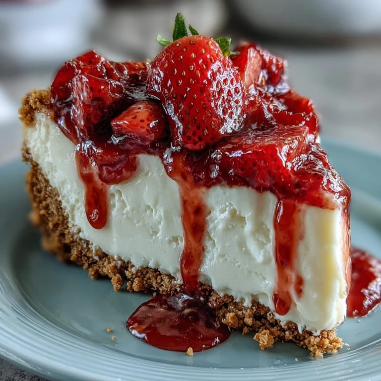 Decadent no-bake strawberry cheesecake, a cool, sweet treat, perfect for summer gatherings.