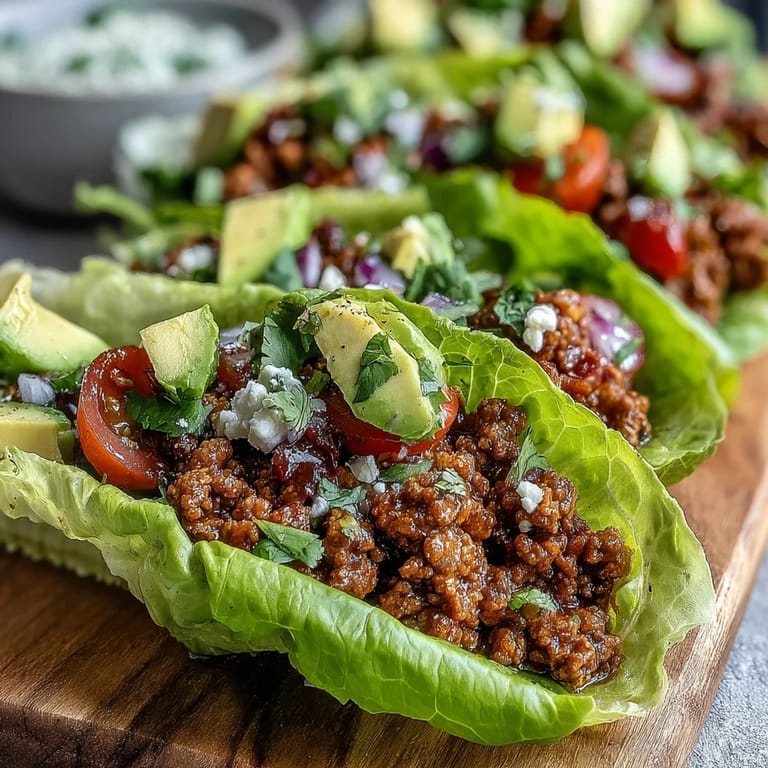 Ready-to-eat, vibrant Turkey Taco Lettuce Wraps with a squeeze of lime.