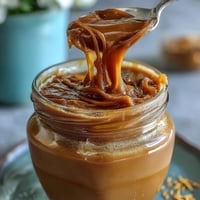 Golden dandelion jelly with delicate floral aroma, perfect for spreading on warm toast or fresh scones.