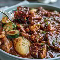 Hearty Kentucky Derby Burgoo Stew photo: a comforting, thick, slow-simmered Southern meat and vegetable medley.